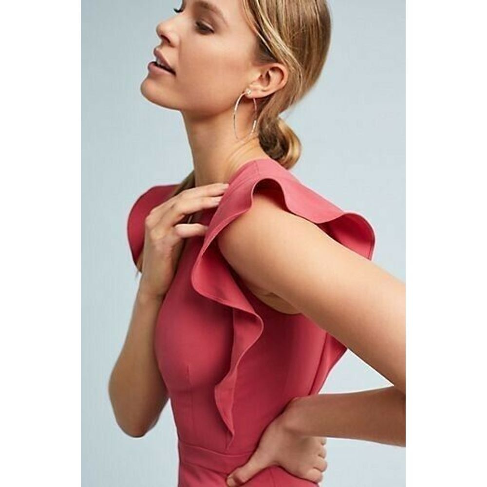 New Anthropologie ML Monique Lhuillier Asymmetrical Ruffle Mini Dress $395 Sz 2